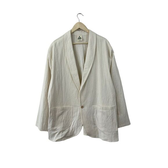 Deva Lifewear 1X-Large Cotton Blazer Jacket Oversized Fit Ivory Lagenlook Womens - Picture 1 of 10
